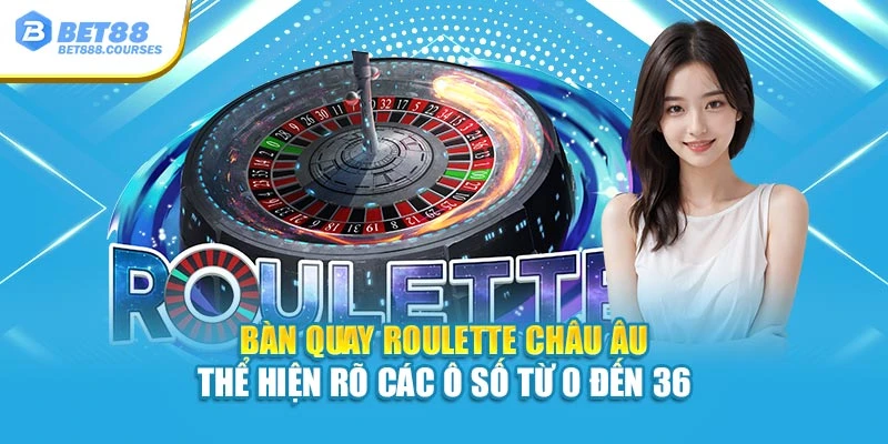 Bàn quay Roulette châu Âu thể hiện rõ các ô số từ 0 đến 36